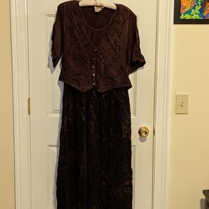 L.G.S. Women's Boho Deep Maroon Maxi  Dress Size 18